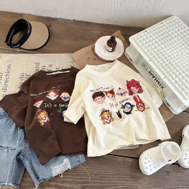 مجموعة اروين arwen&ajh group Children's Short-sleeved T-shirt Boys' Summer 2023 New Girls' Top Baby's Summer Korean-style Loose Summer Western Style