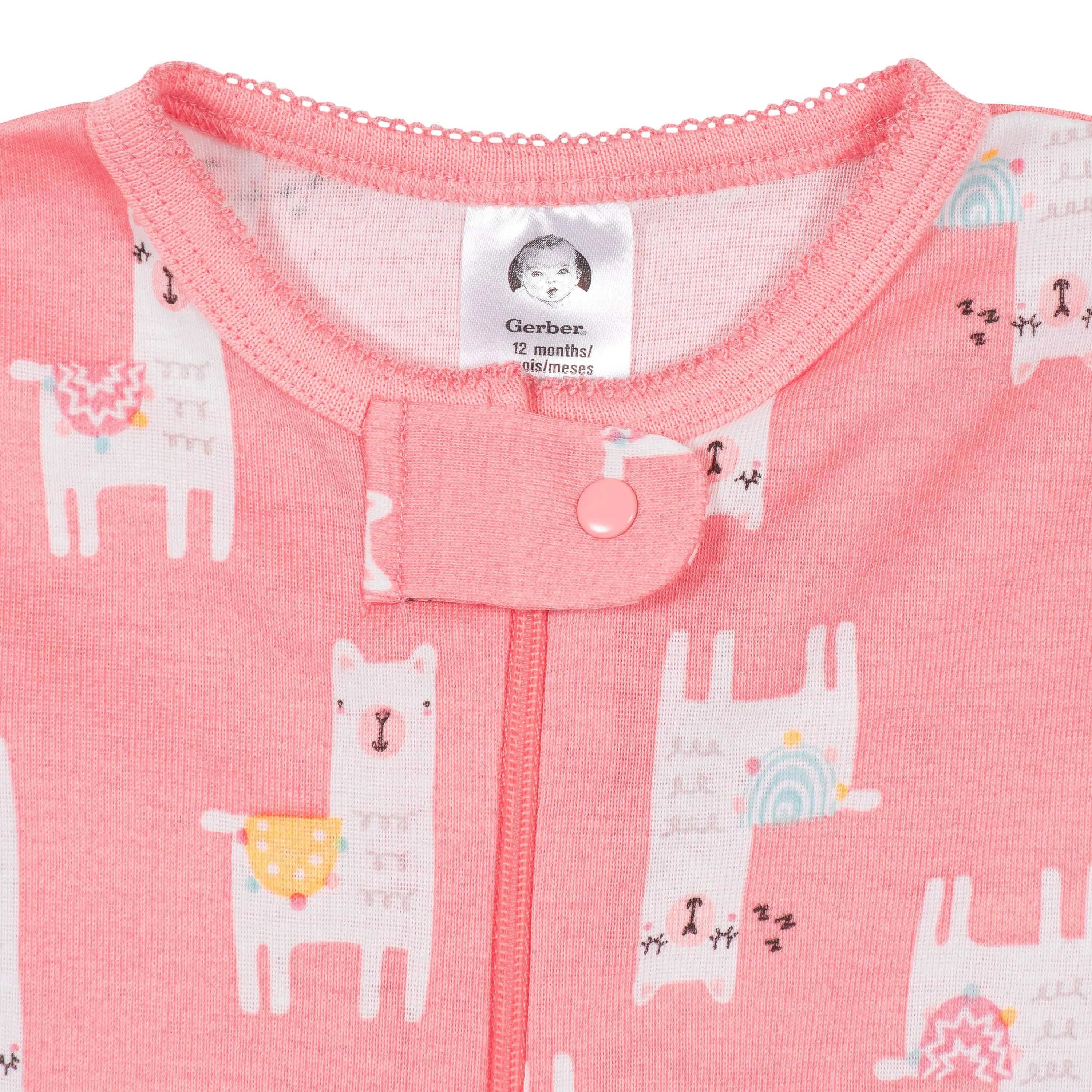 4-Pack Baby & Toddler Girls Llamas & Love Snug Fit Footed Cotton Pajamas