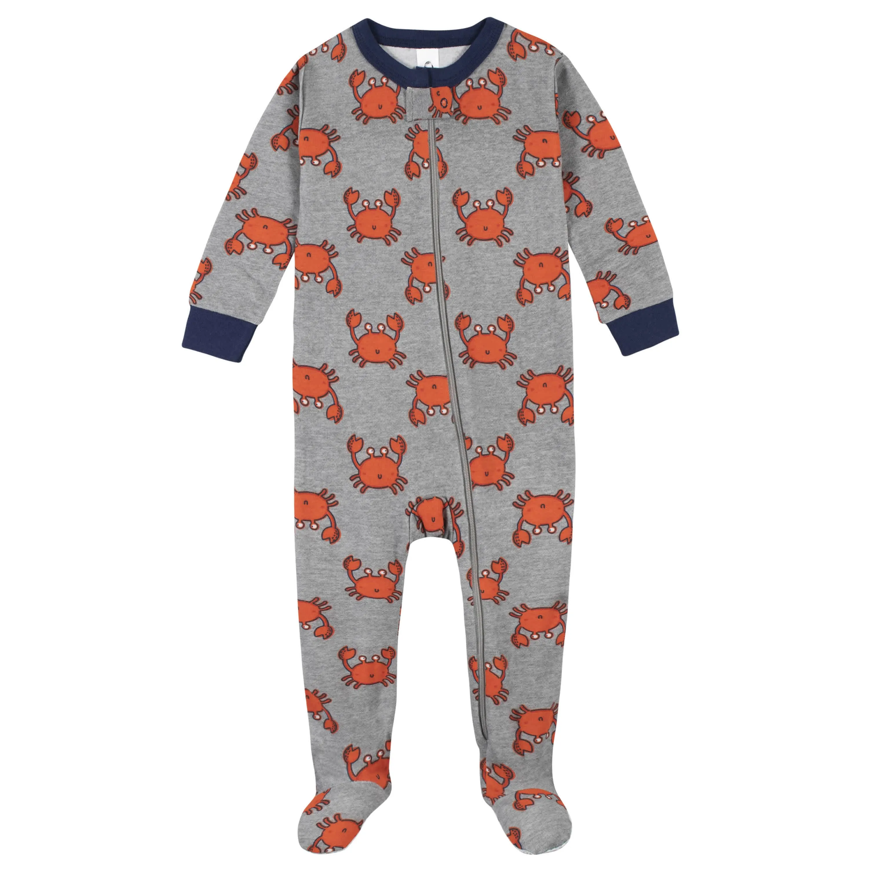 4-Pack Boys Safari Animals & Crab Snug Fit Footed Cotton Pajamas