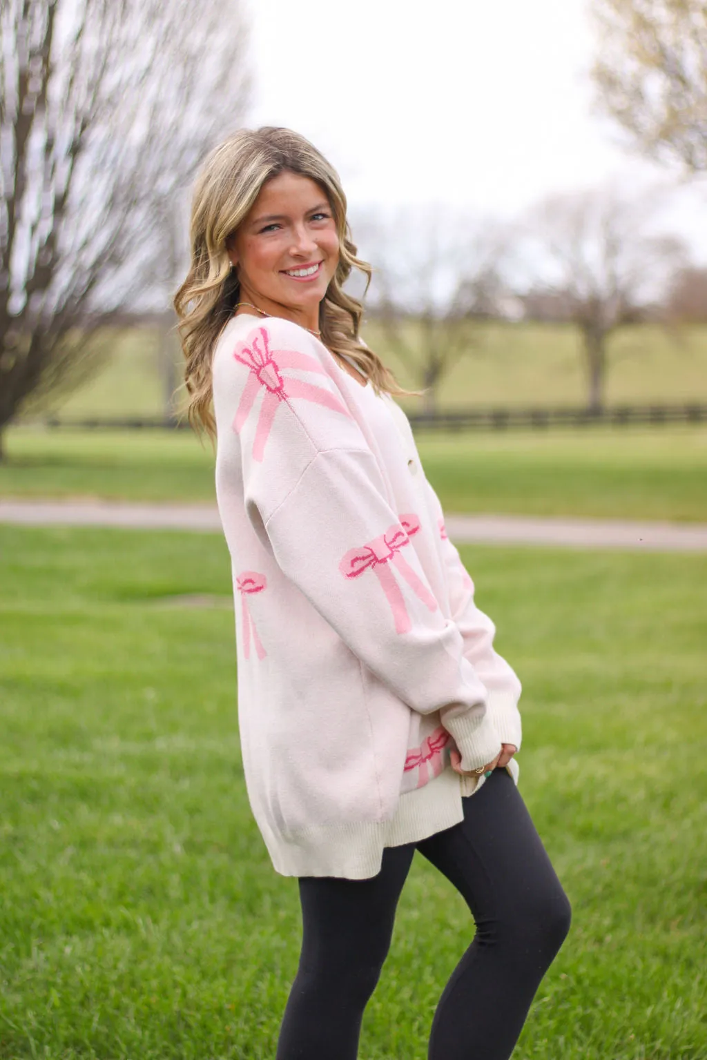 All Over Bow Knit Cardigan