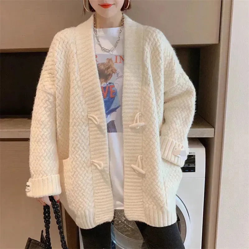 Autumn Winter Button Down Woolen Cashmere sweater Cardigan for women