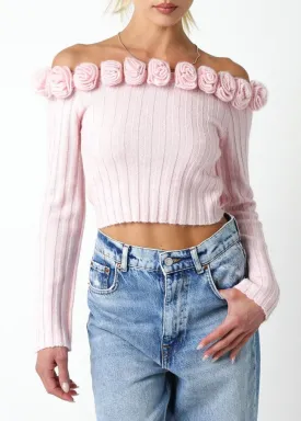 Becka Flower Off the Shoulder Sweater Top