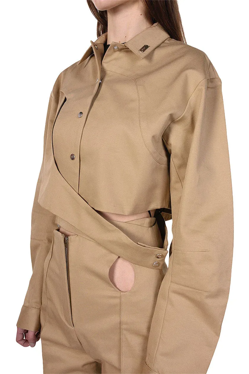 Beige Cropped Jacket