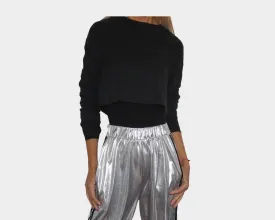 Black Crop Long Sleeve Top - The Manhattan