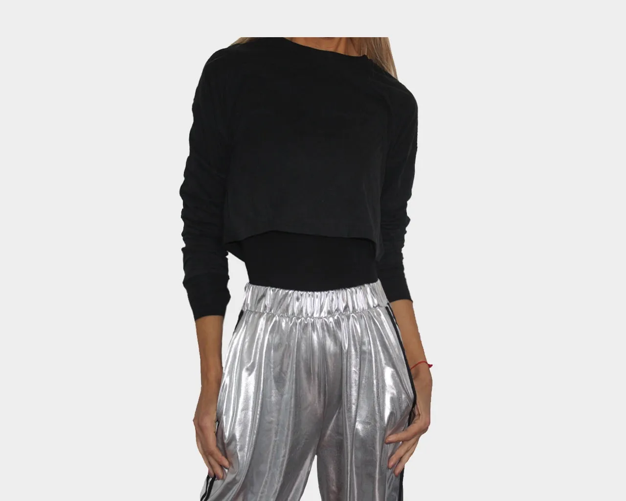 Black Crop Long Sleeve Top - The Manhattan