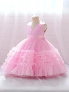 Blushing In Glam Pink Ruffle Tulle Gown