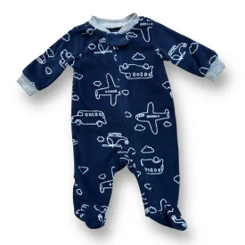 Boys Carter's Size Newborn Navy Fleece Airplane Footie Pajamas