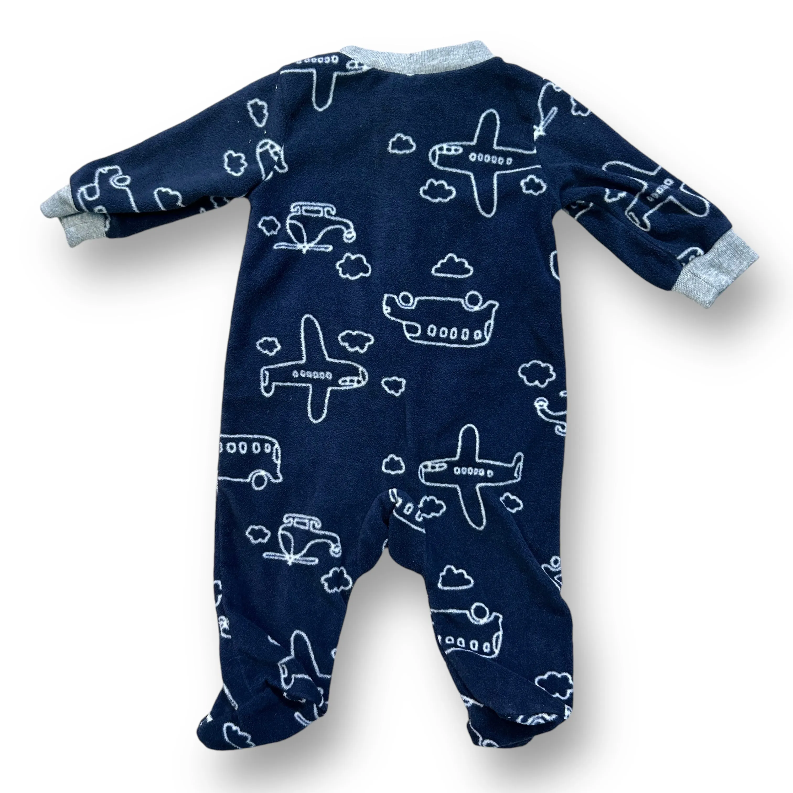 Boys Carter's Size Newborn Navy Fleece Airplane Footie Pajamas