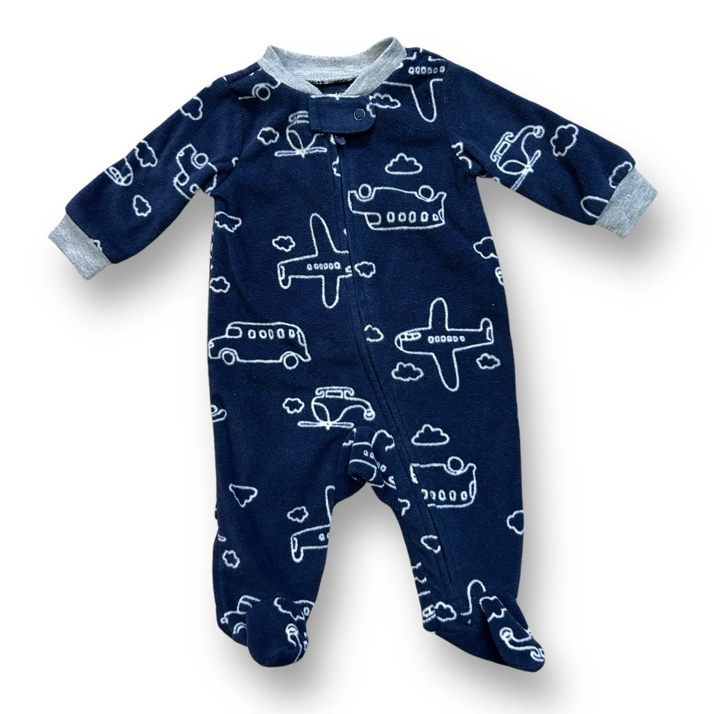 Boys Carter's Size Newborn Navy Fleece Airplane Footie Pajamas