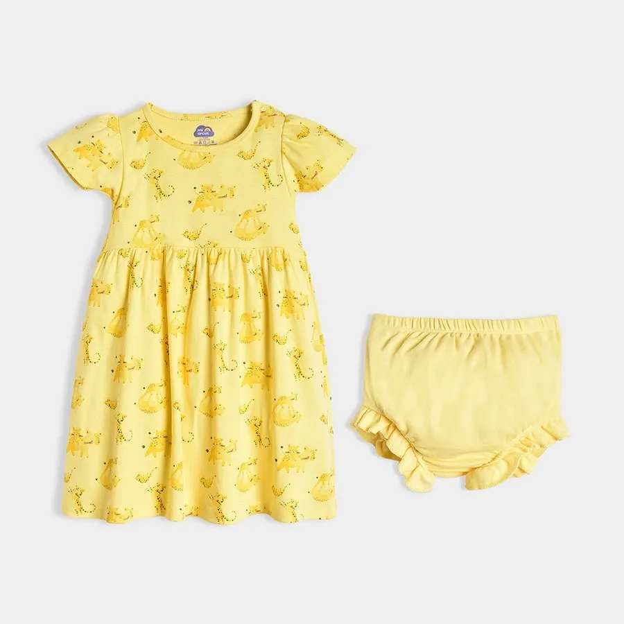 Buddy Poppy Printed Dress Yellow with Bloomer