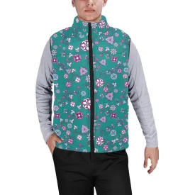 Burgundy Bloom Men's Padded Vest Jacket