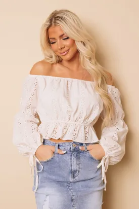 Christi Off the Shoulder Eyelet Top