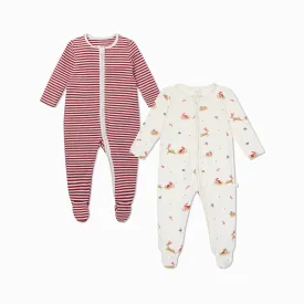 Christmas Clever Zip Baby Pajamas 2 Pack