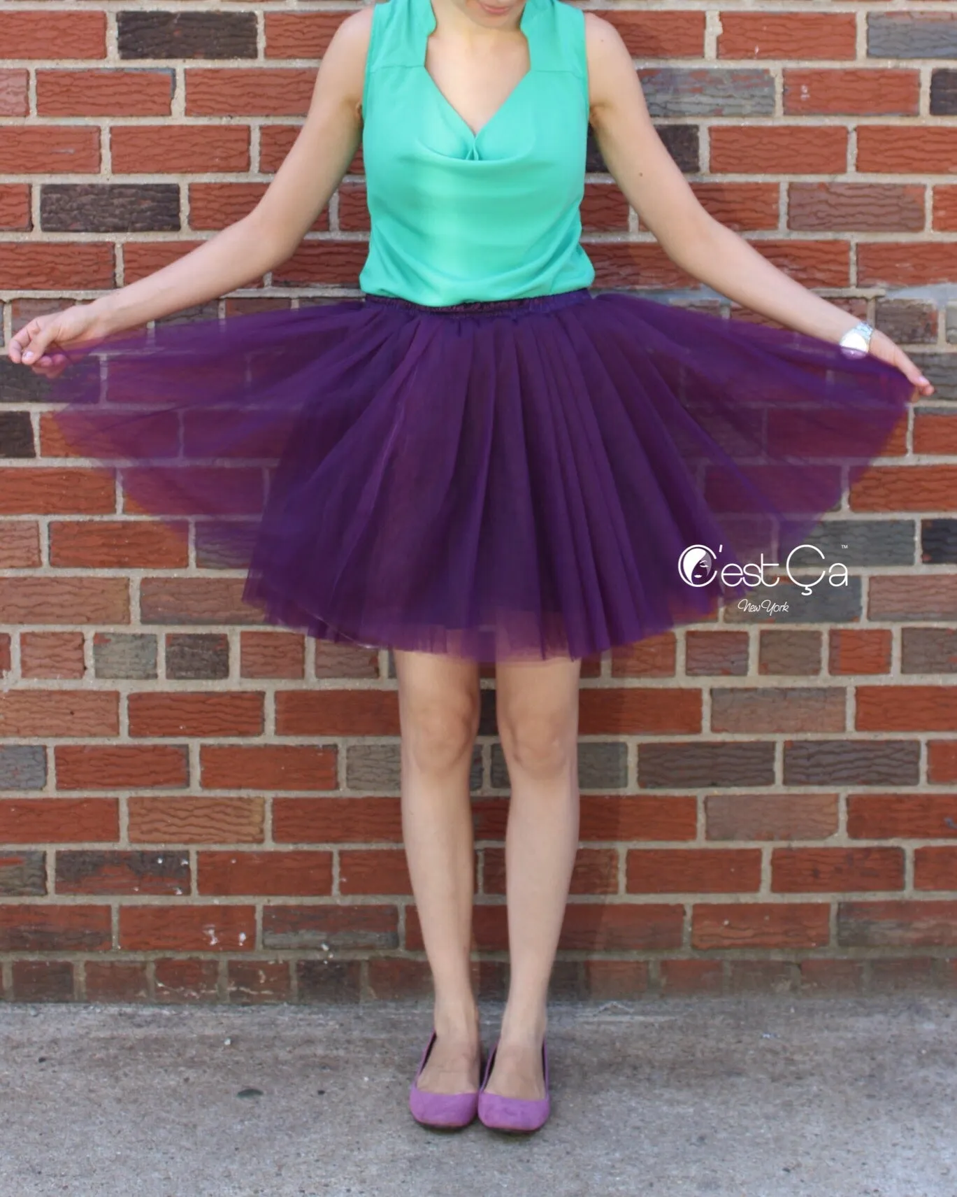 Clarisa Deep Purple Tulle Skirt - Midi