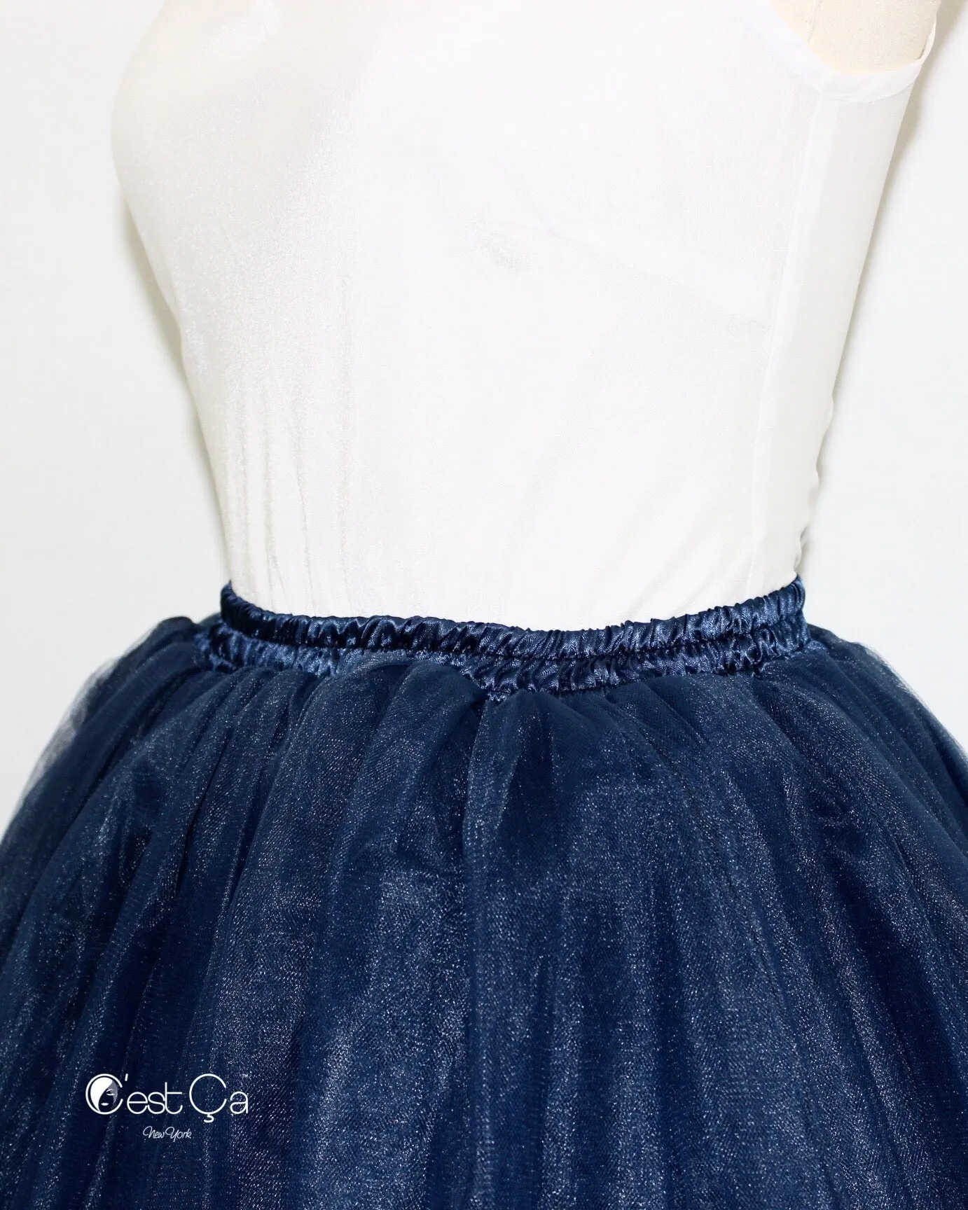 Clarisa Navy Blue Tulle Skirt - Midi