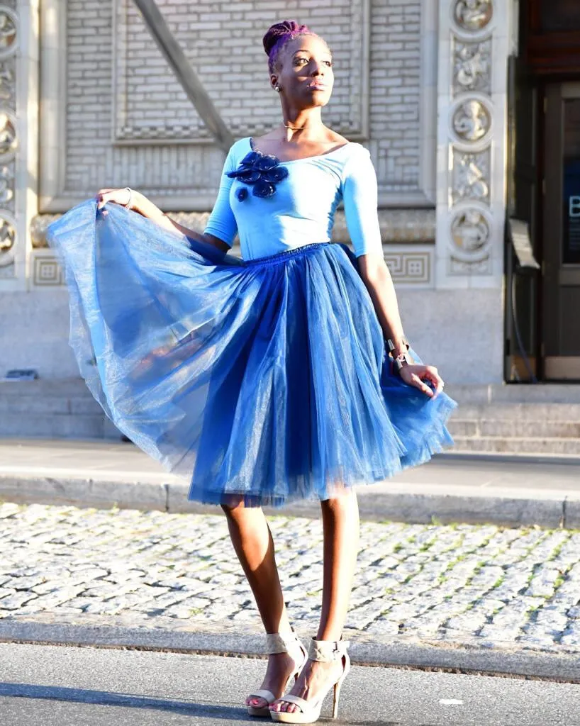 Clarisa Navy Blue Tulle Skirt - Midi