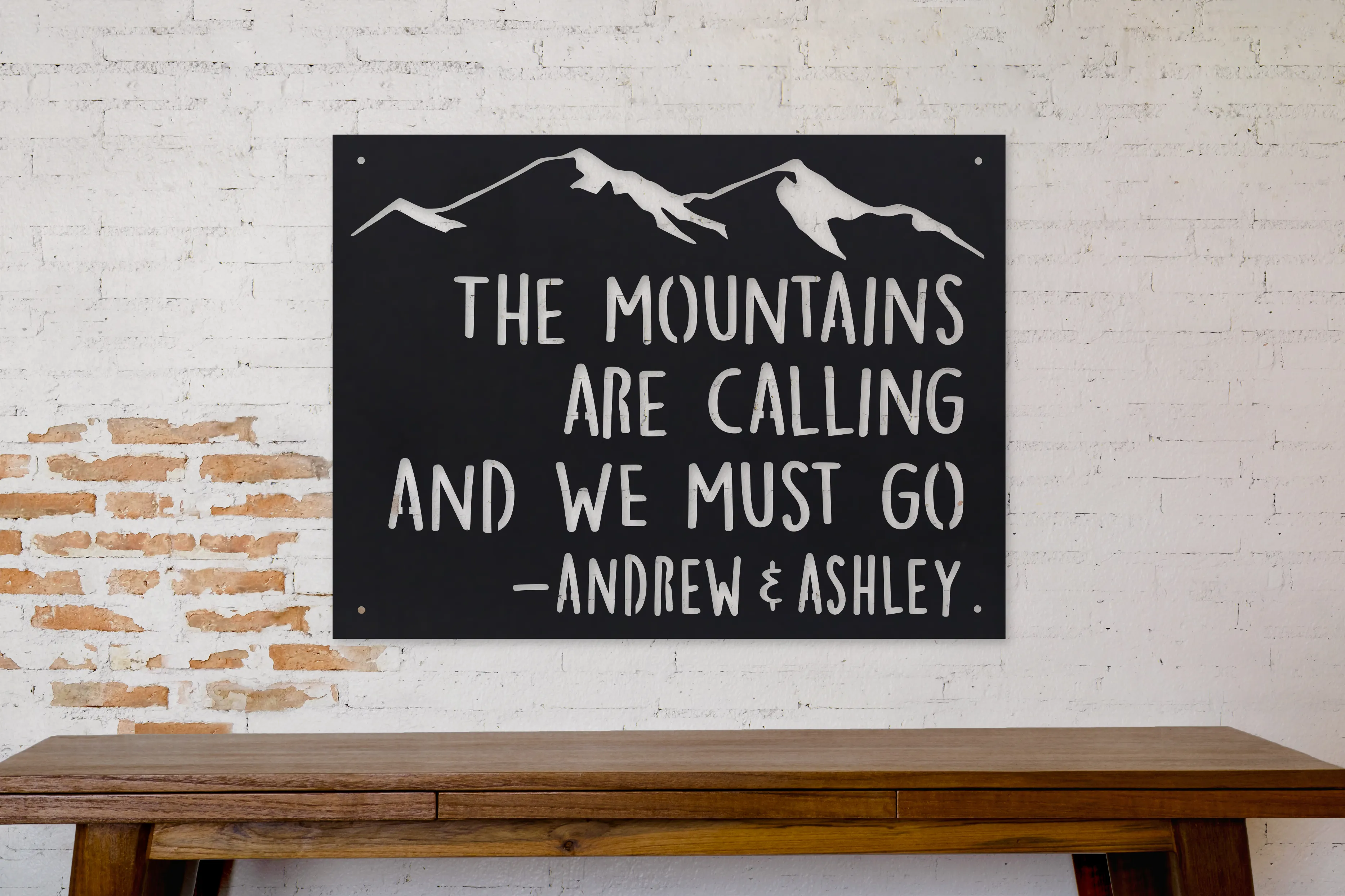 Couple's Mountain Sign - Custom Metal Wedding Sign - Outdoor Adventure Wall Art