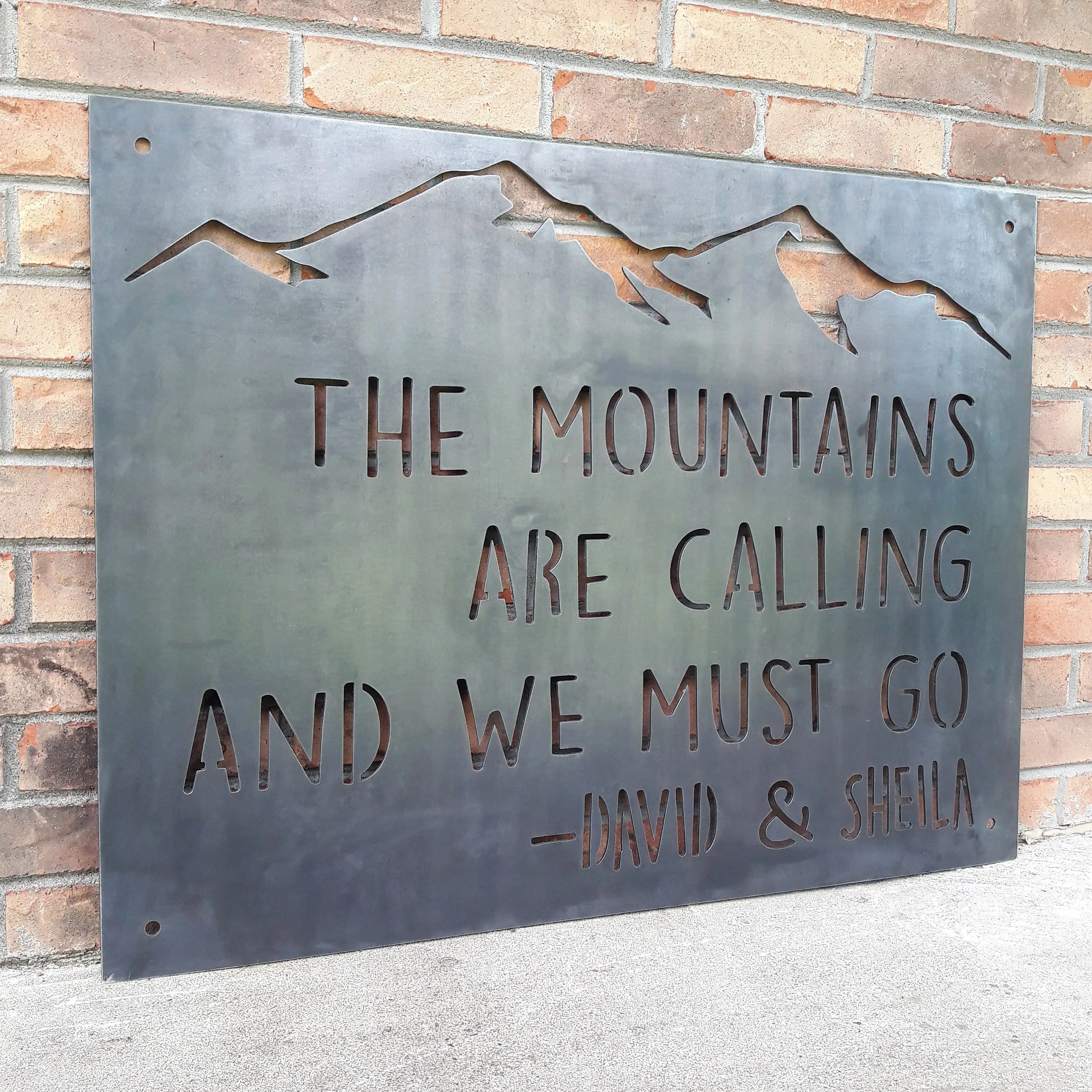 Couple's Mountain Sign - Custom Metal Wedding Sign - Outdoor Adventure Wall Art