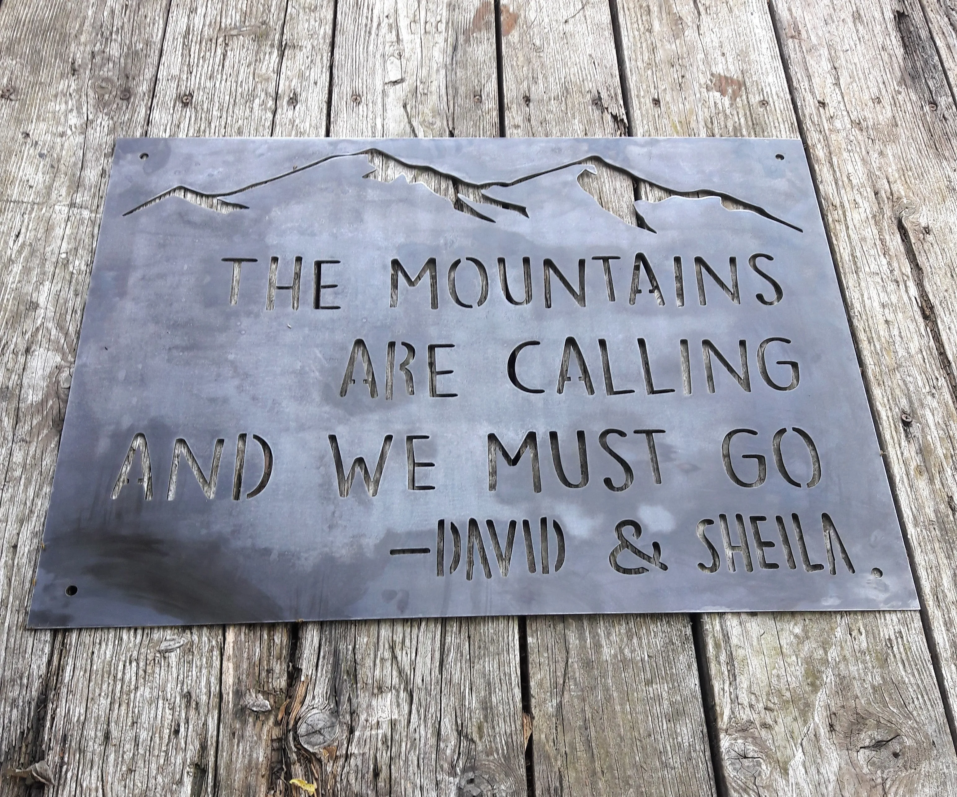 Couple's Mountain Sign - Custom Metal Wedding Sign - Outdoor Adventure Wall Art