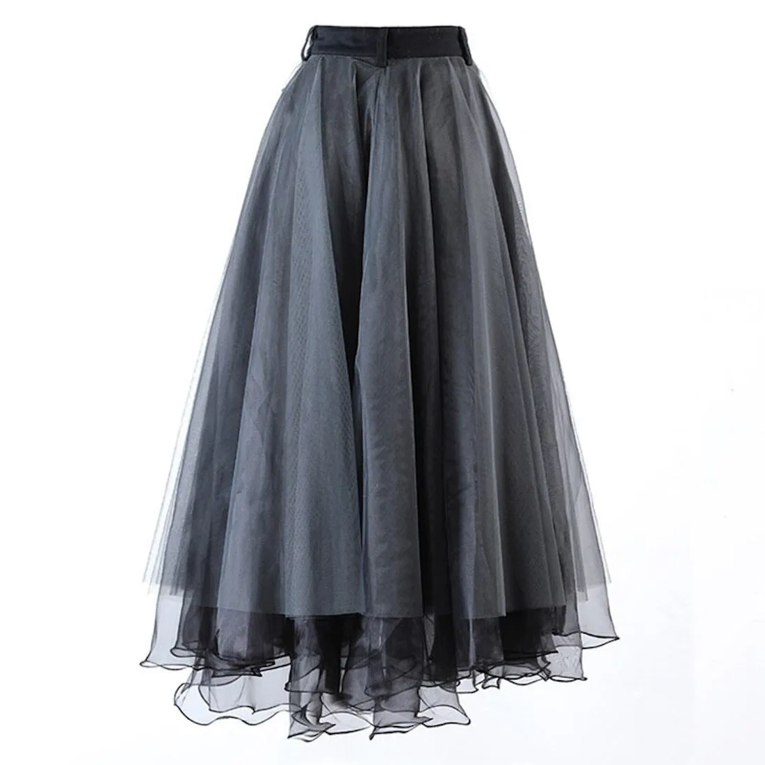 Denim Tulle Skirt - Charcoal Grey & Black