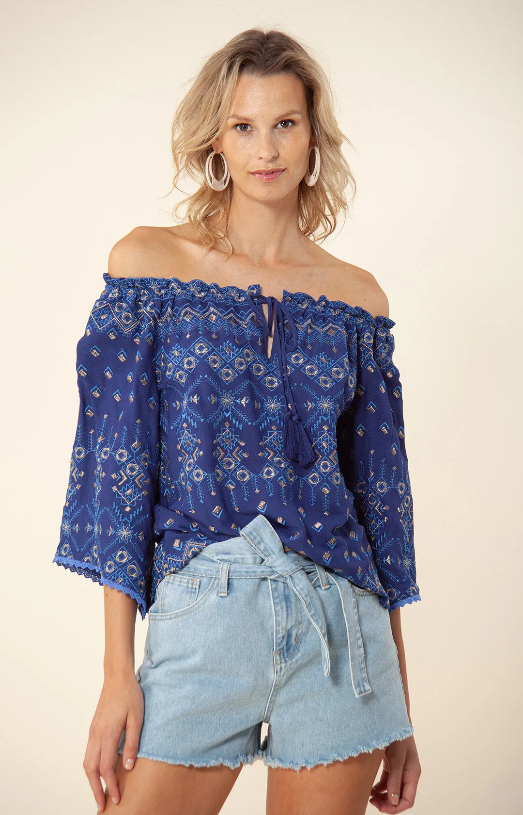 Dida Embroidered Off the Shoulder Top