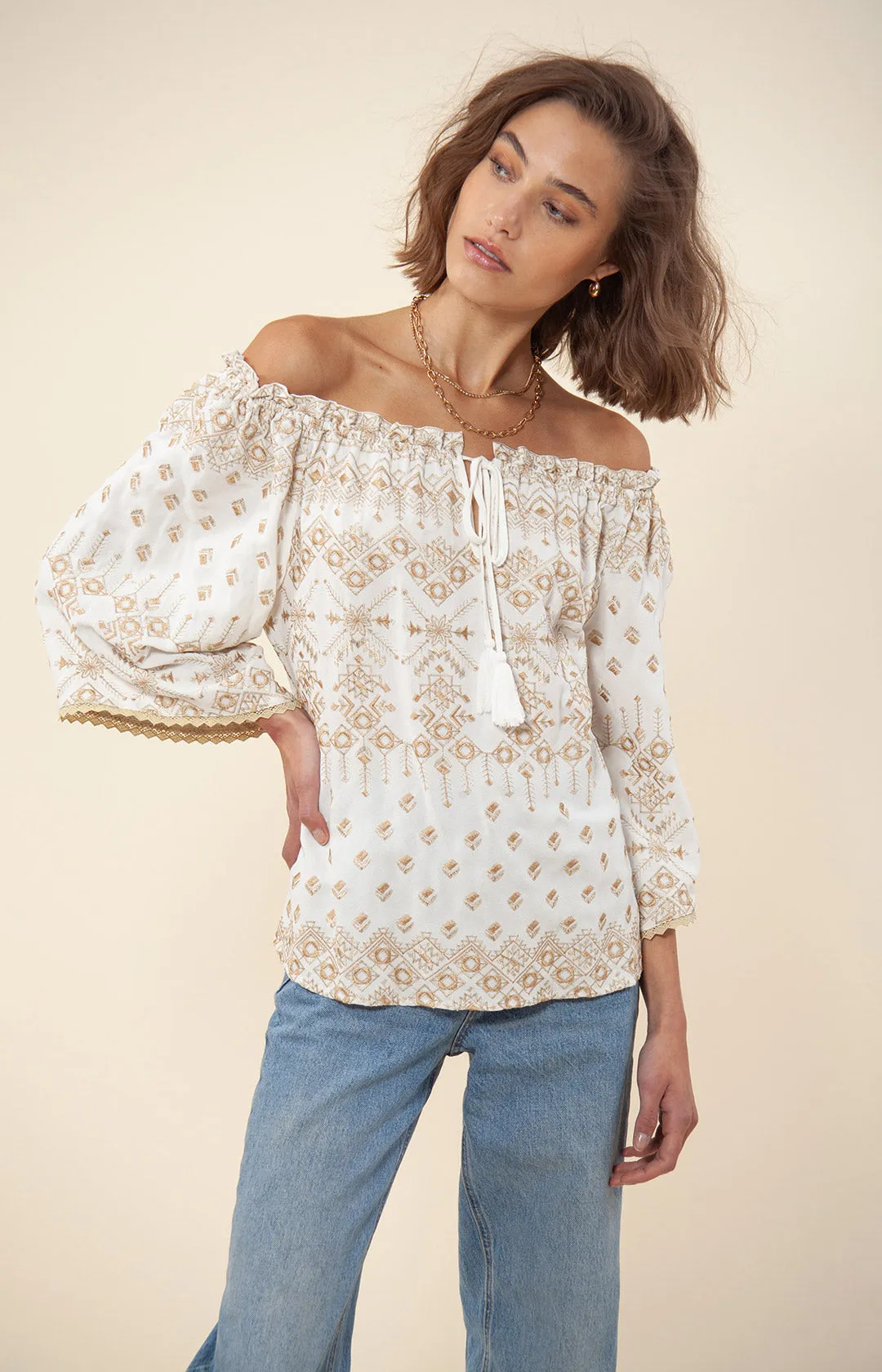 Dida Embroidered Off the Shoulder Top