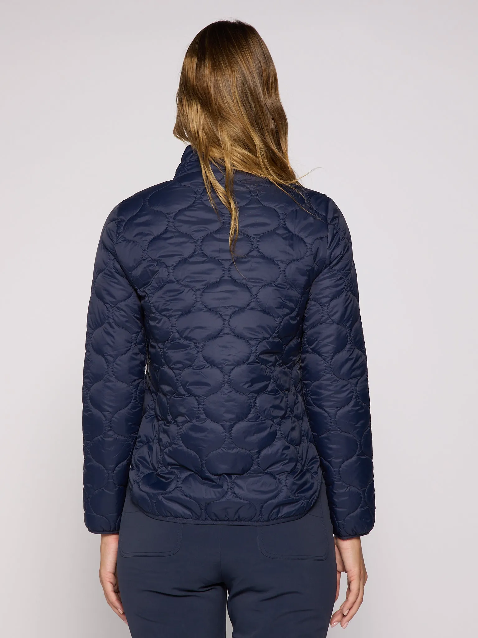 Double Zipper Padded Jacket in True Navy