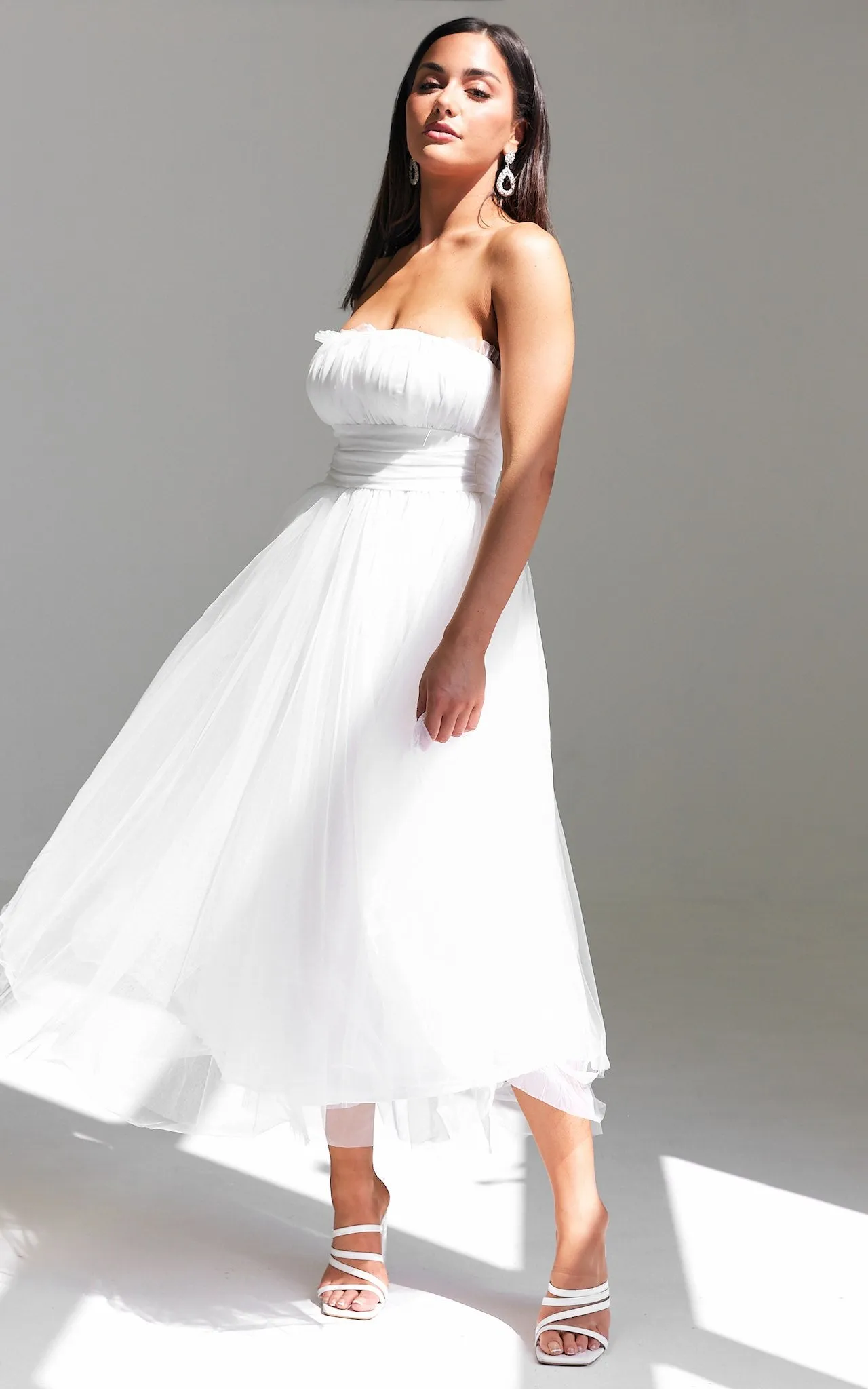 Fiona Tulle Midi Dress - White