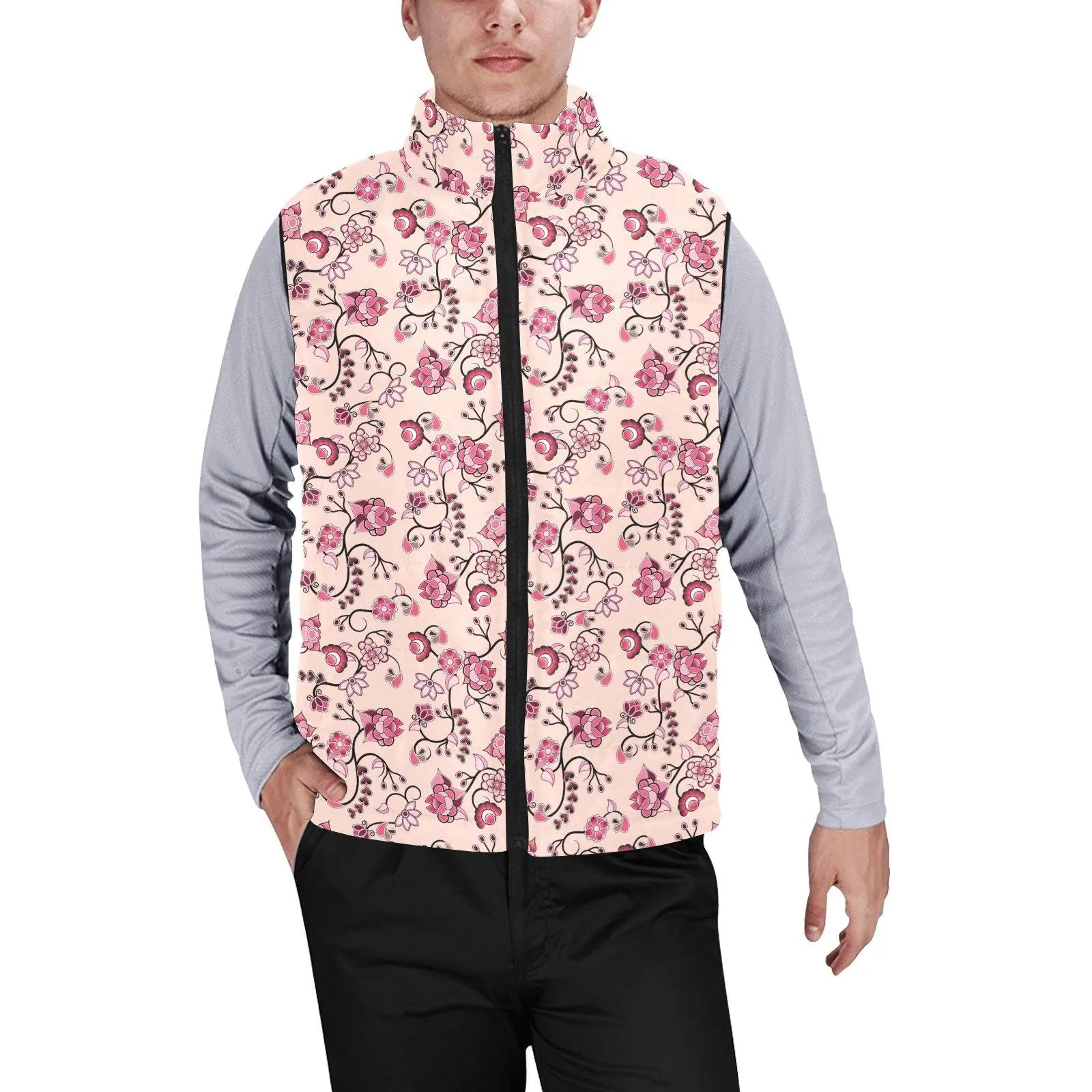 Floral Amour Men's Padded Vest Jacket