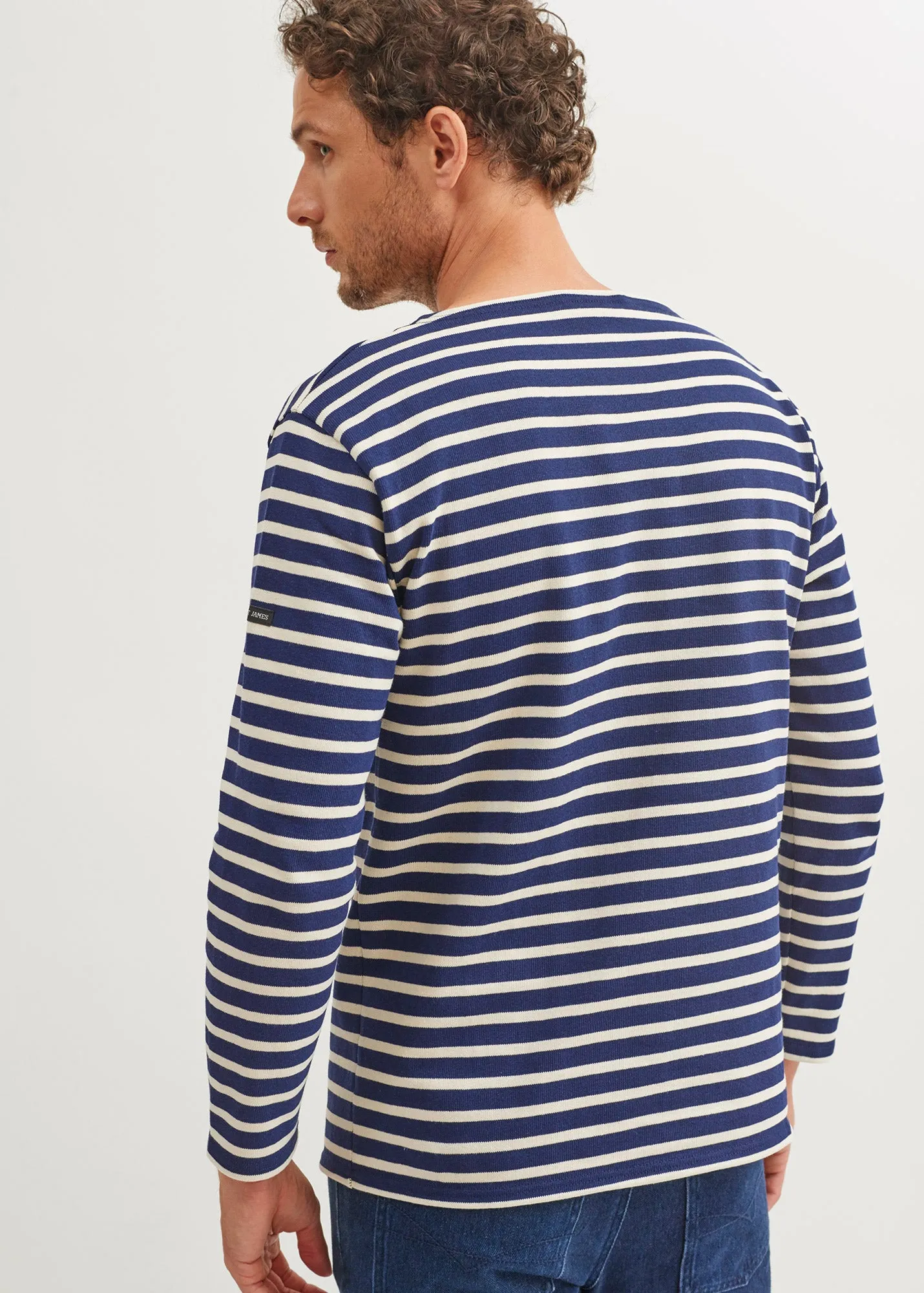 Guildo striped sailor shirt - boat neck, in thick cotton (MARINE/ECRU)