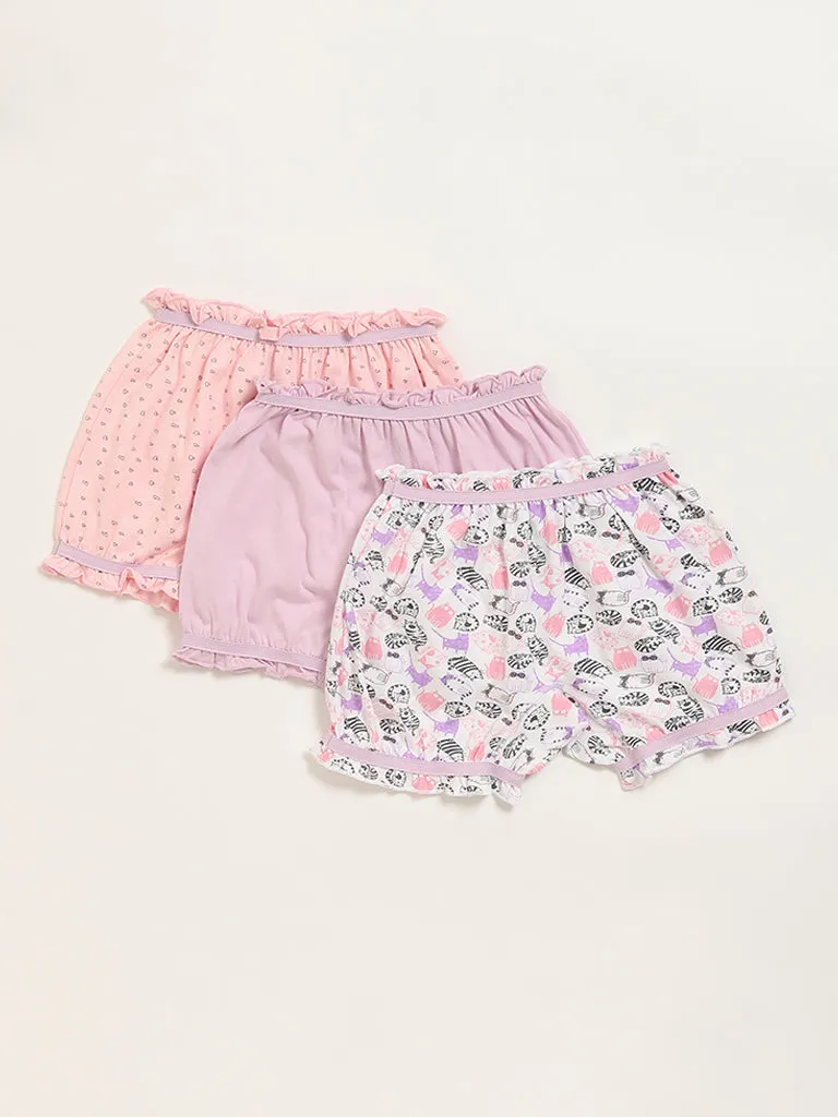 HOP Kids Multicolour Printed Bloomers - Pack of 3