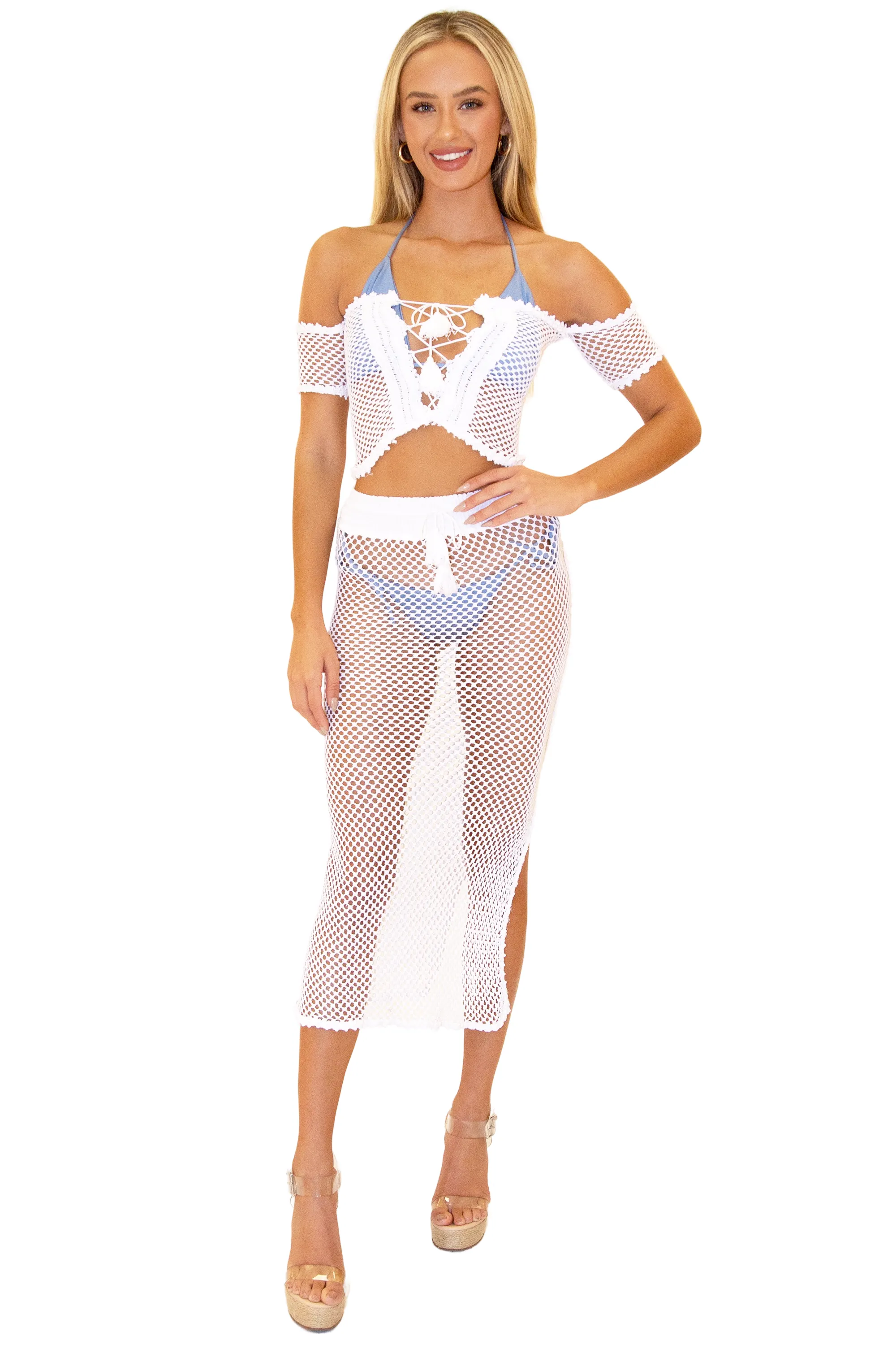 'Kylie' Cotton Mesh Crop Top