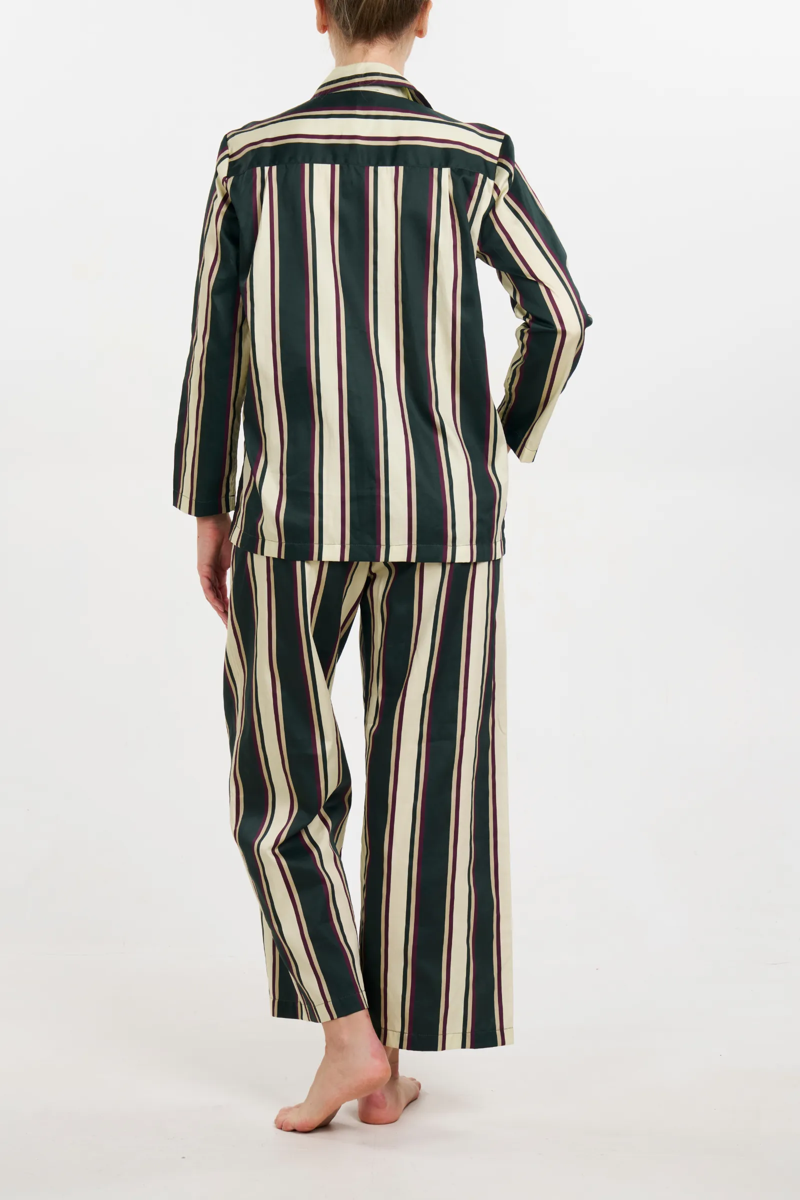 Long Sleeve Pajama Set with Cropped Pants - Equestrian Stripe