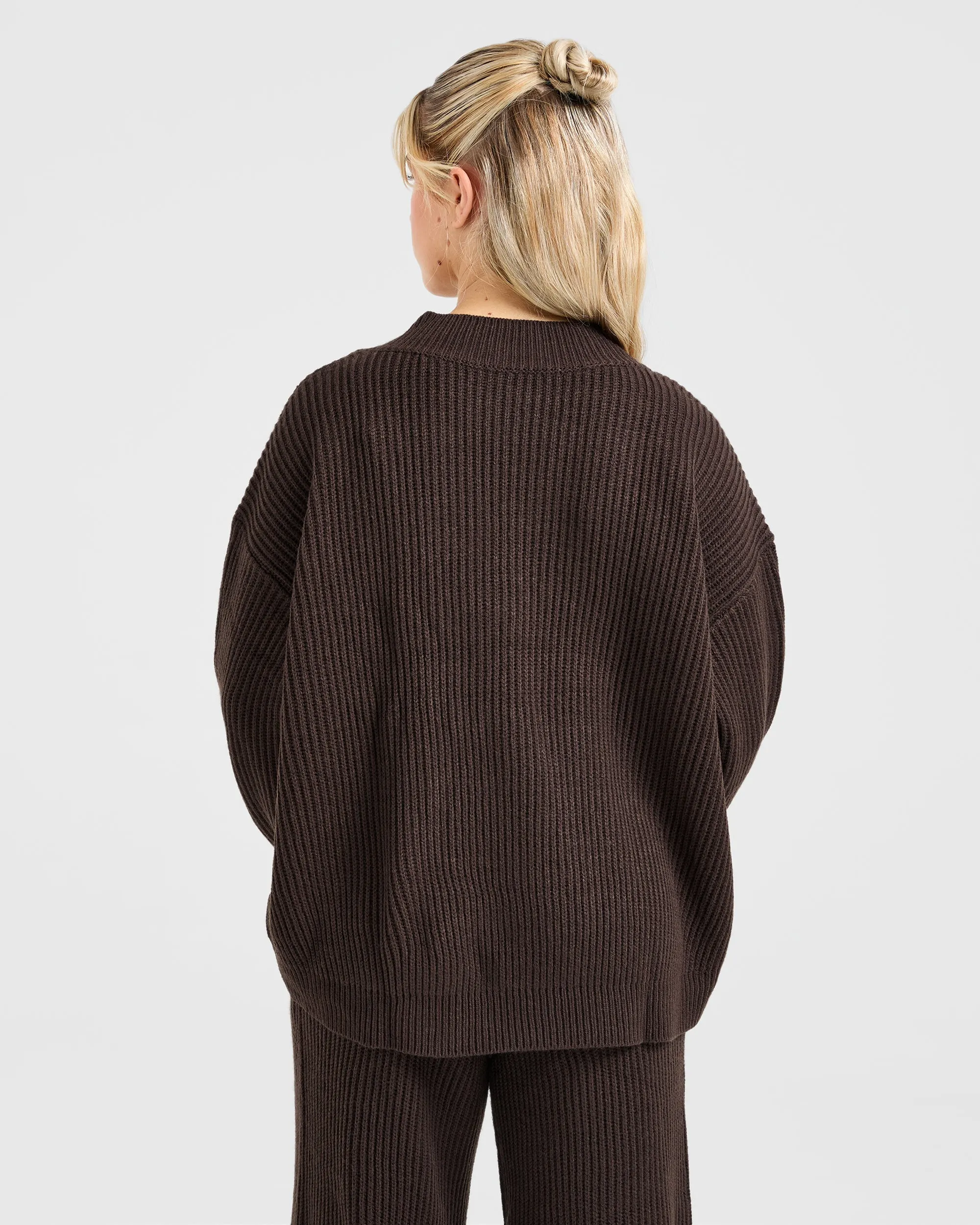 Lounge Oversized Knit Cardigan - Deep Cocoa Brown