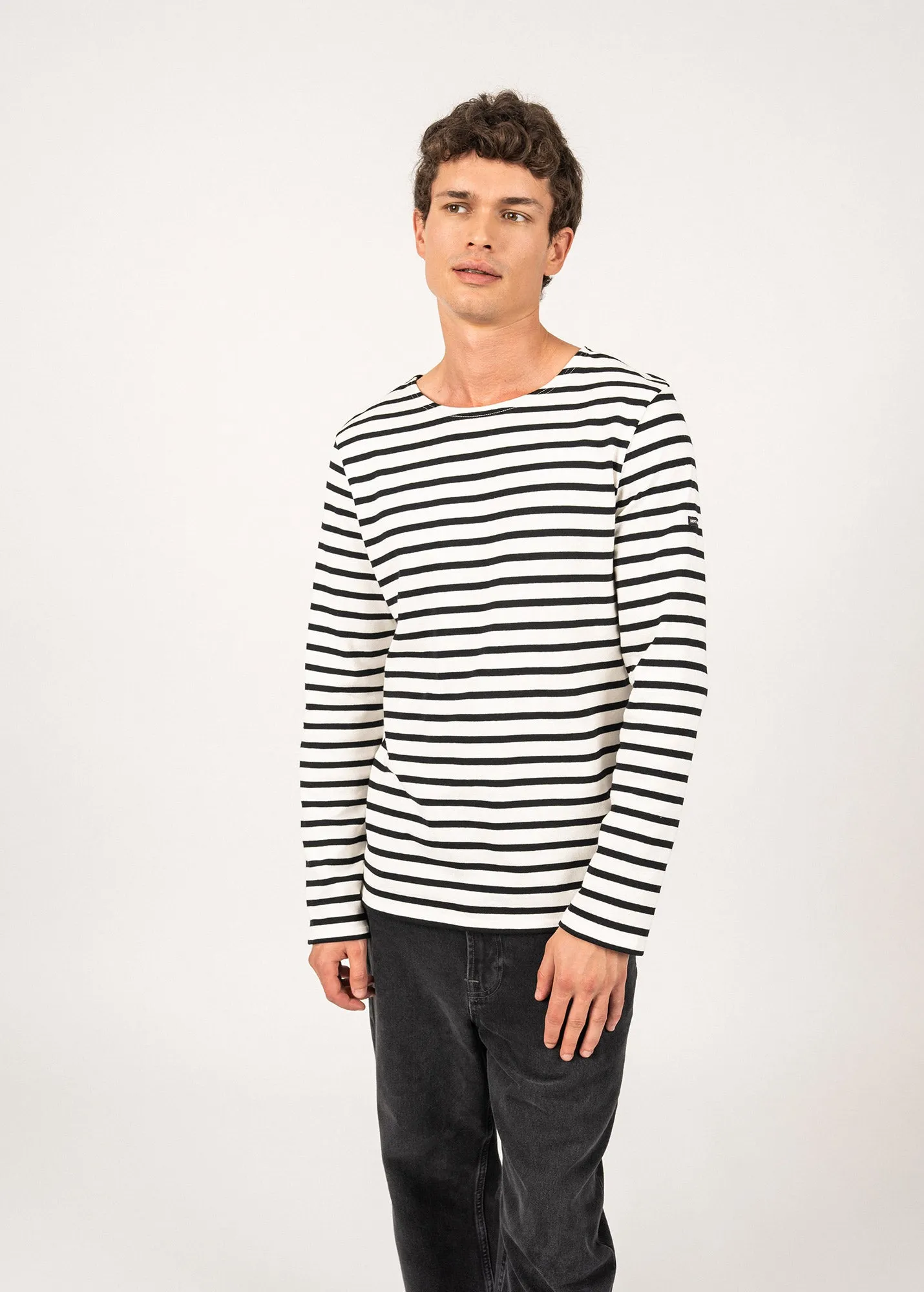 Meridien unisex striped sailor shirt - regular fit, in thick cotton (ECUME/NOIR)