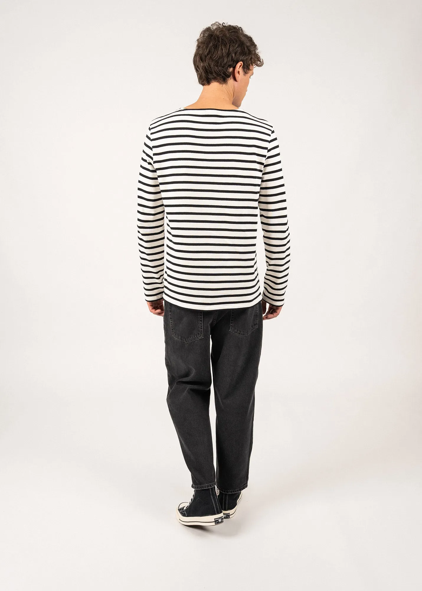 Meridien unisex striped sailor shirt - regular fit, in thick cotton (ECUME/NOIR)