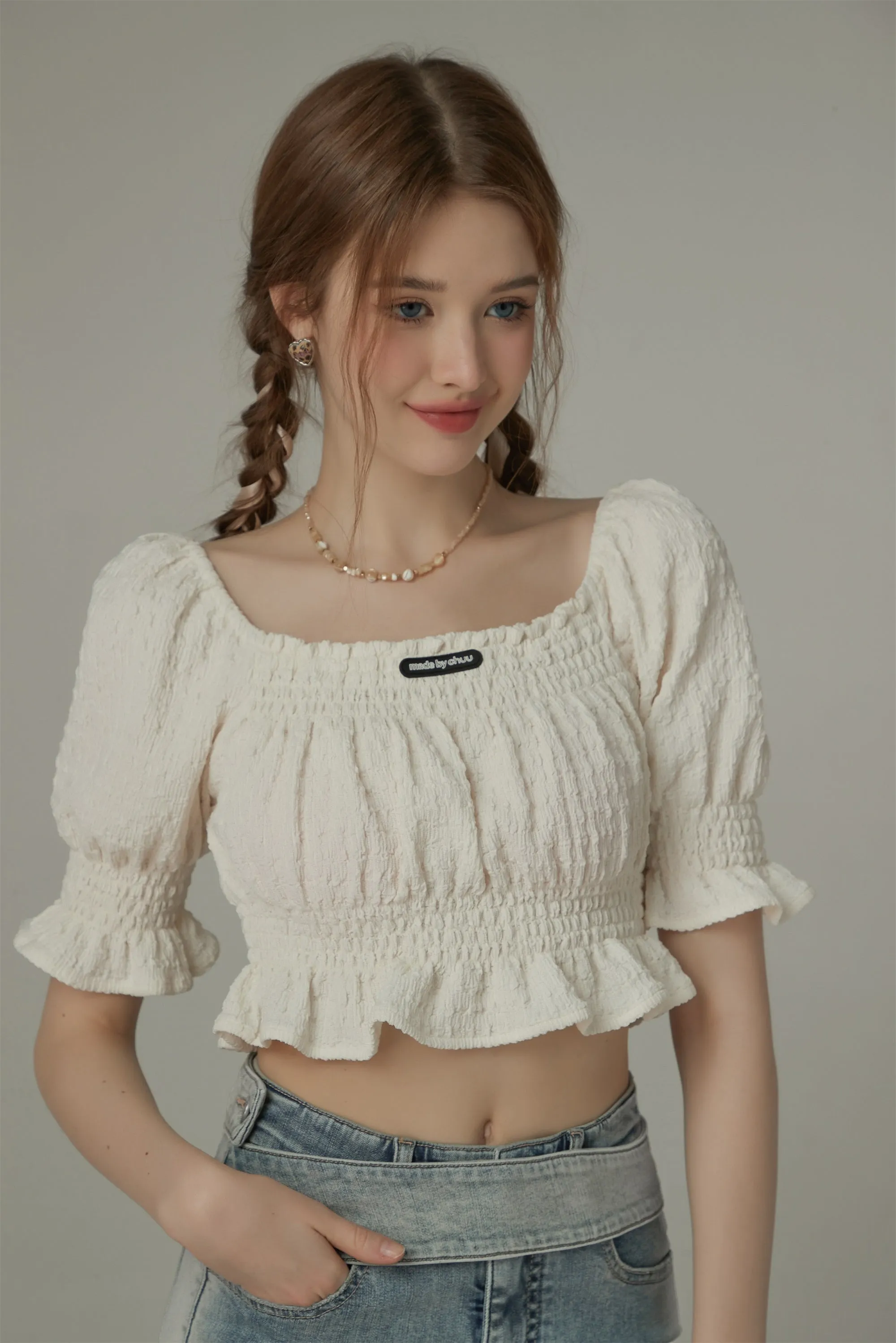 Off The Shoulder Puffed Sleeves Top