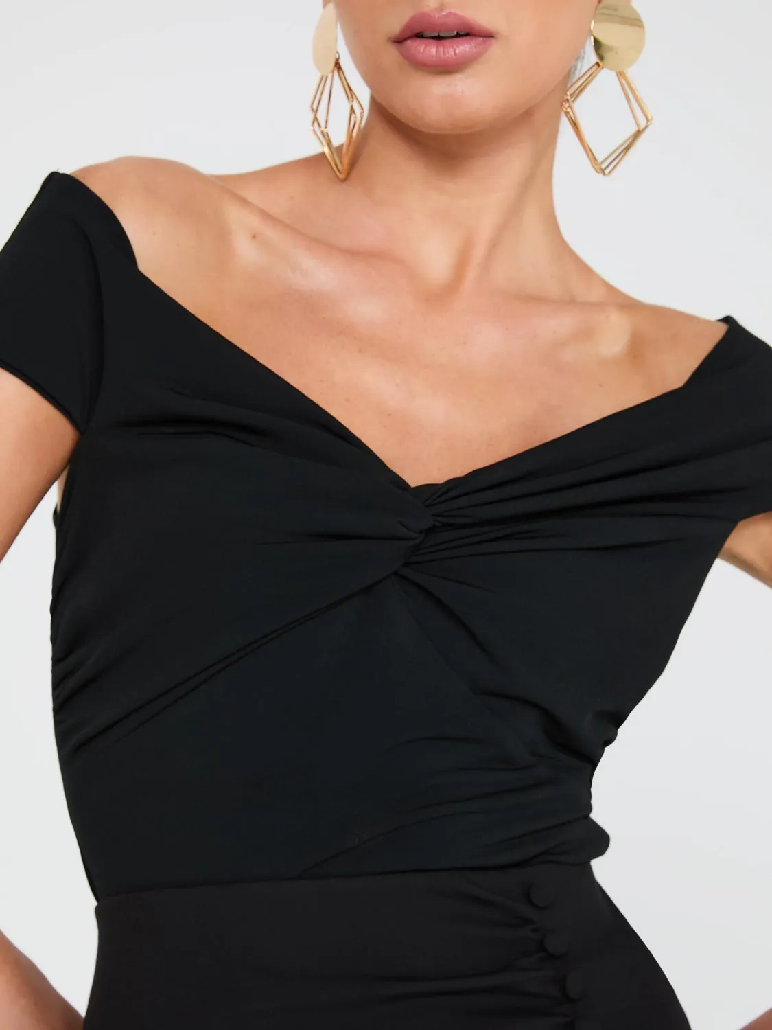 Off-The-Shoulder Twist-Front Top