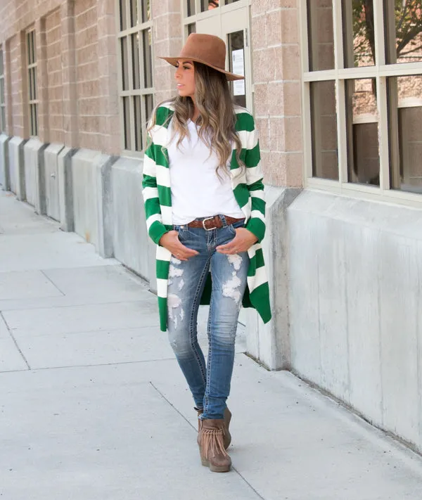 Oversized Striped Cardigan