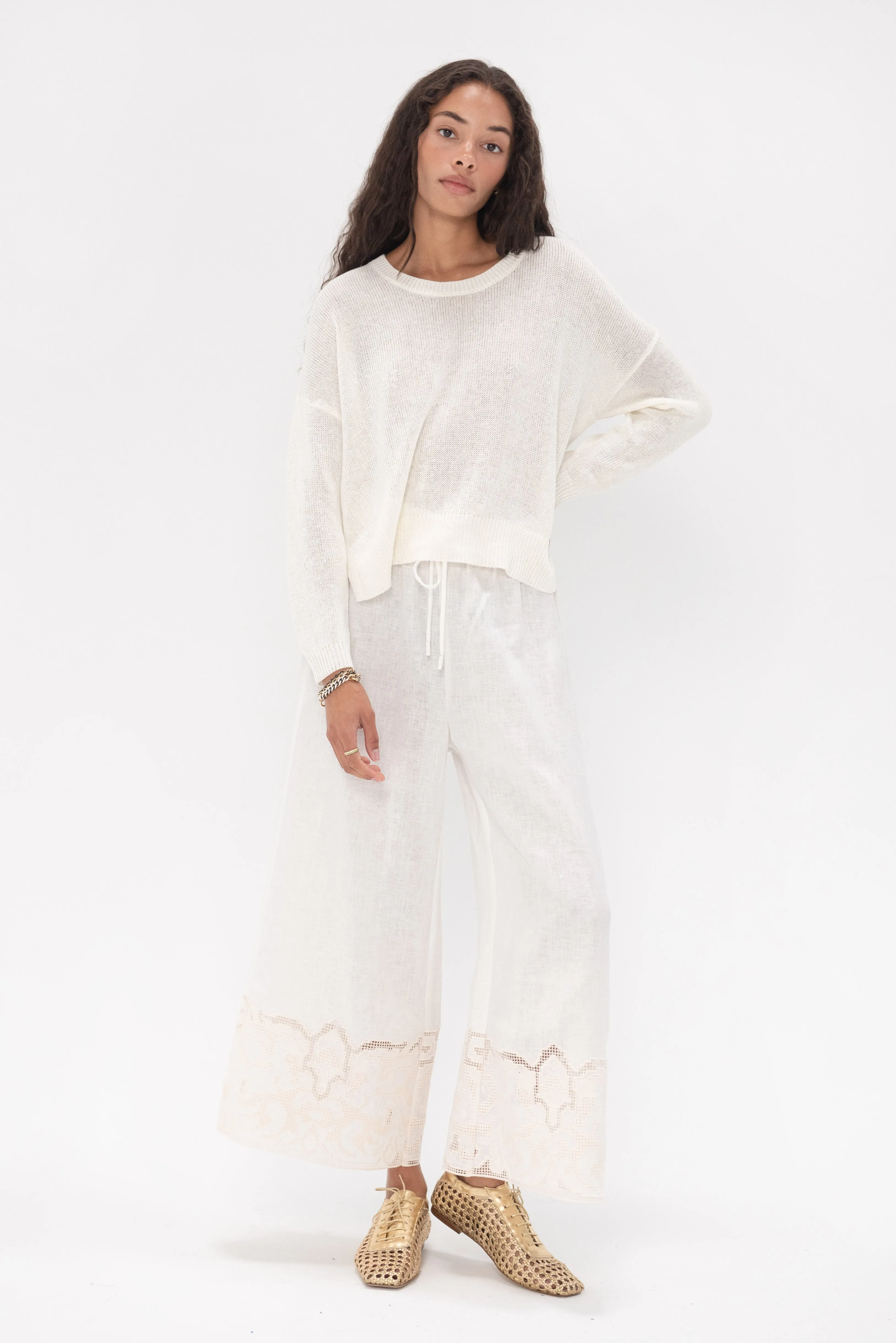 Pegasus Embroidered Pant, Ivory