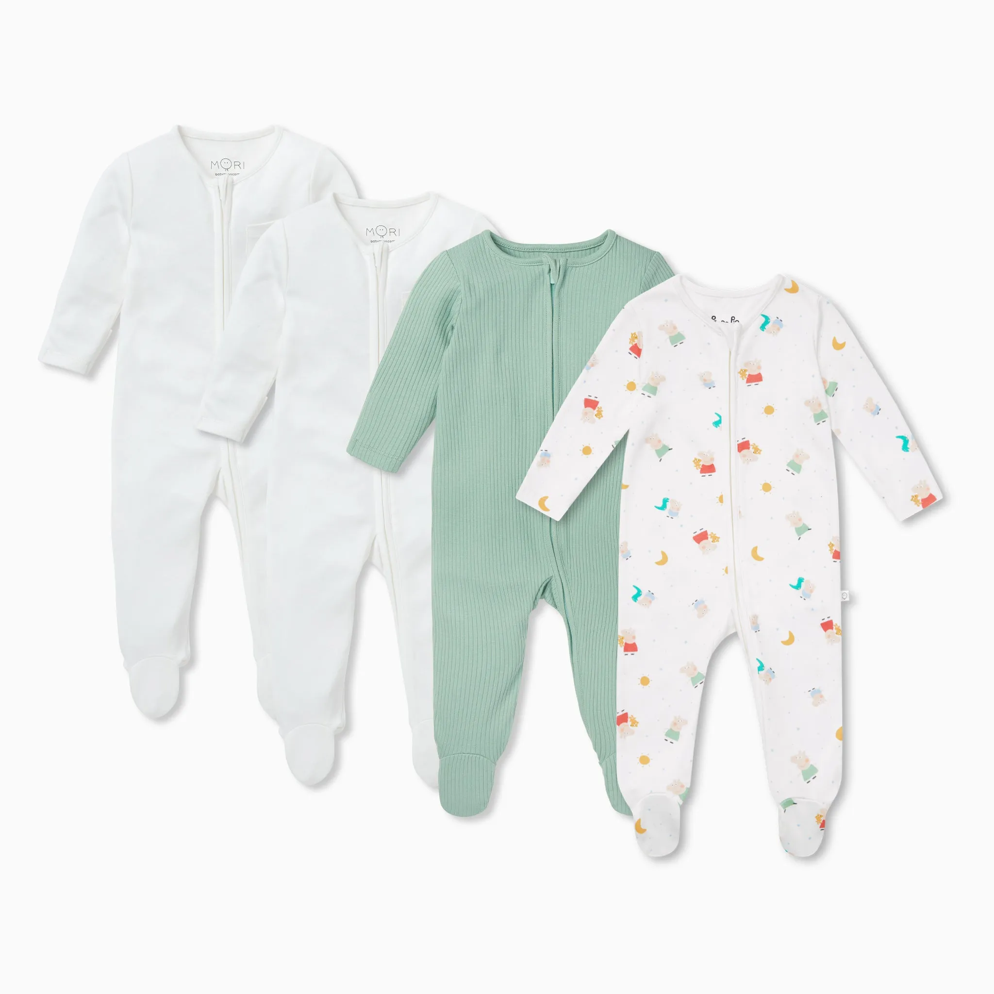 Peppa Pig Zip Baby Footed Pajamas 4 Pack