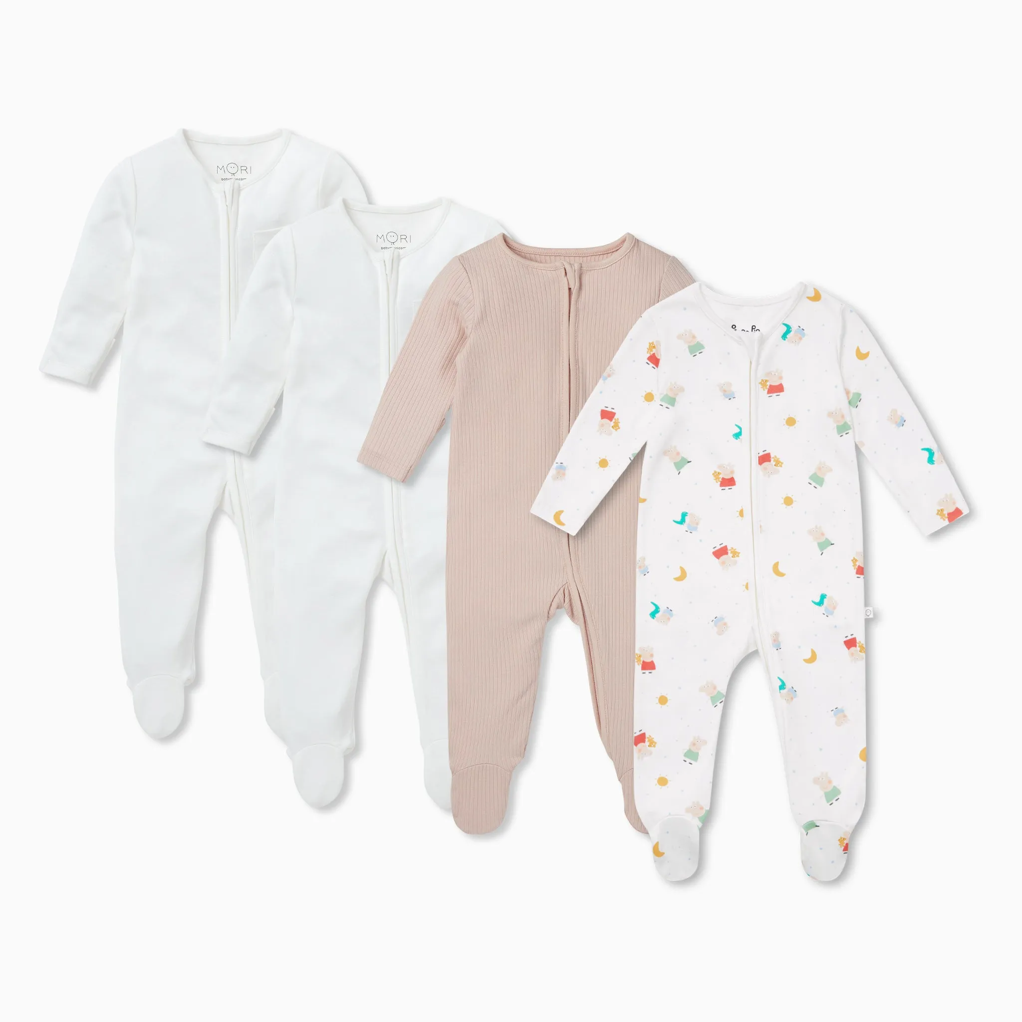 Peppa Pig Zip Baby Footed Pajamas 4 Pack