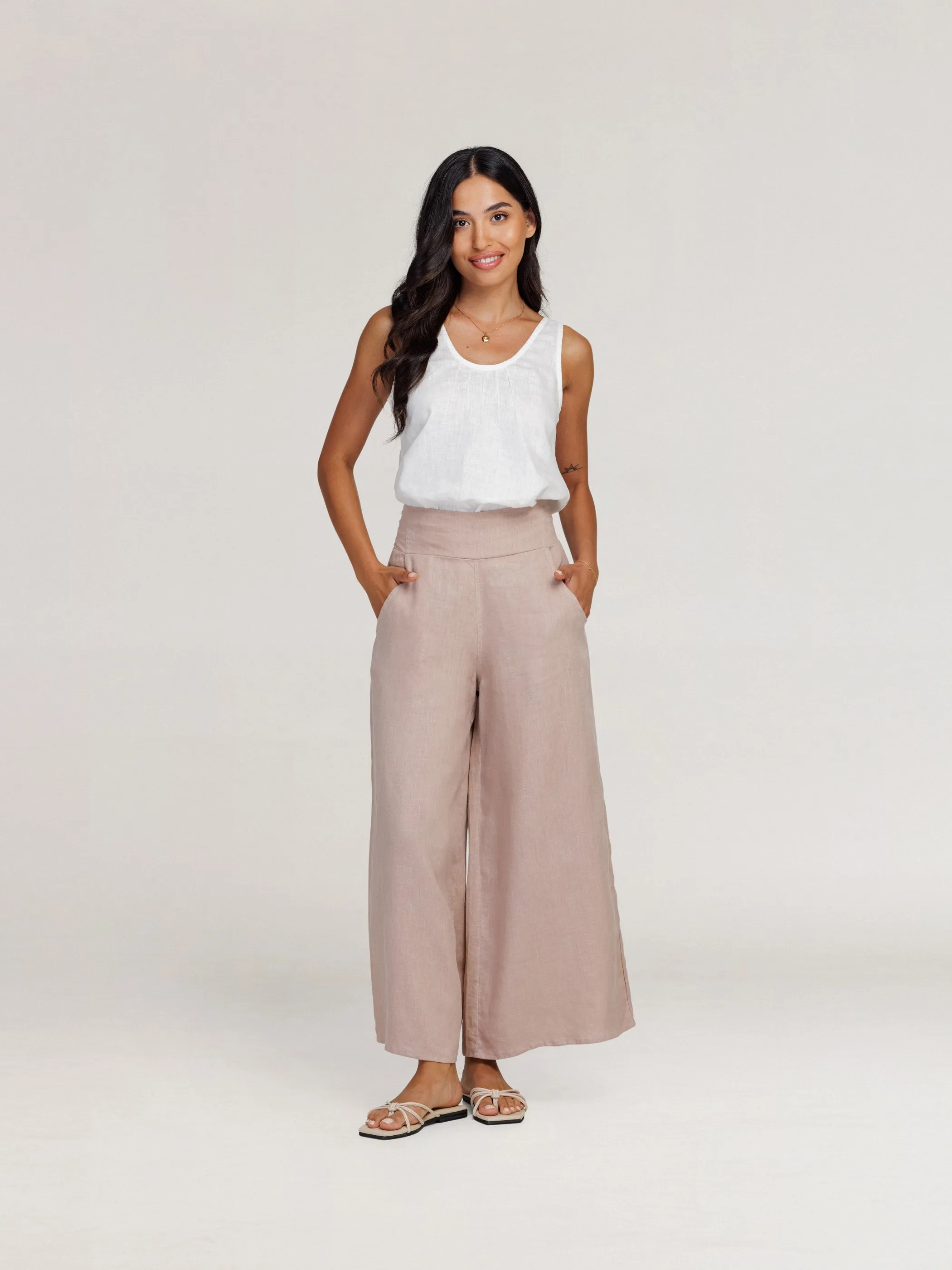 Portillo Linen Pants Tea Rose