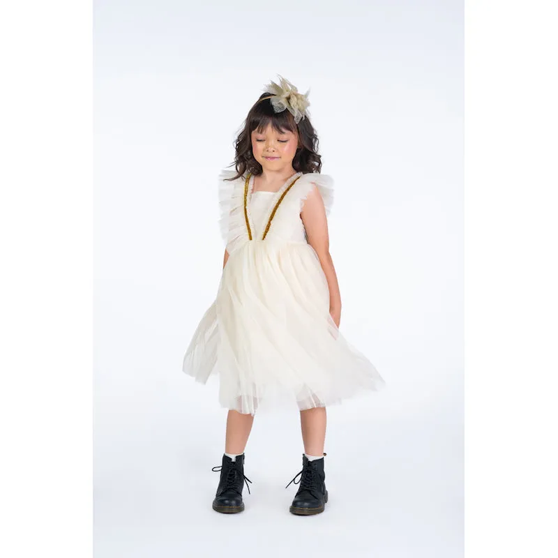 Rock Your Kid Cream Butterfly Tulle Dress