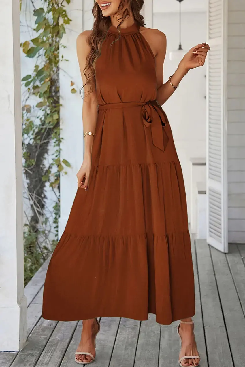 Sleeveless Halter Neck  Boho Dresses