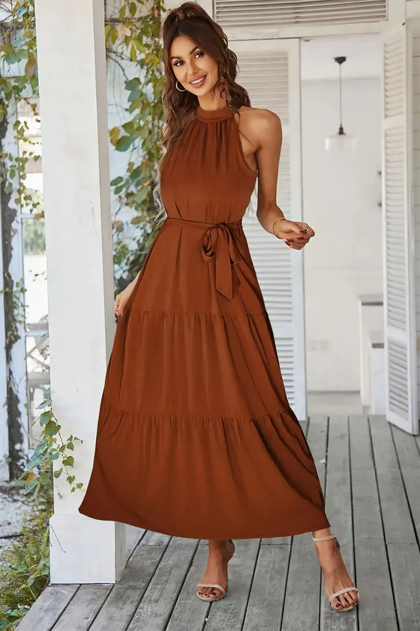 Sleeveless Halter Neck  Boho Dresses