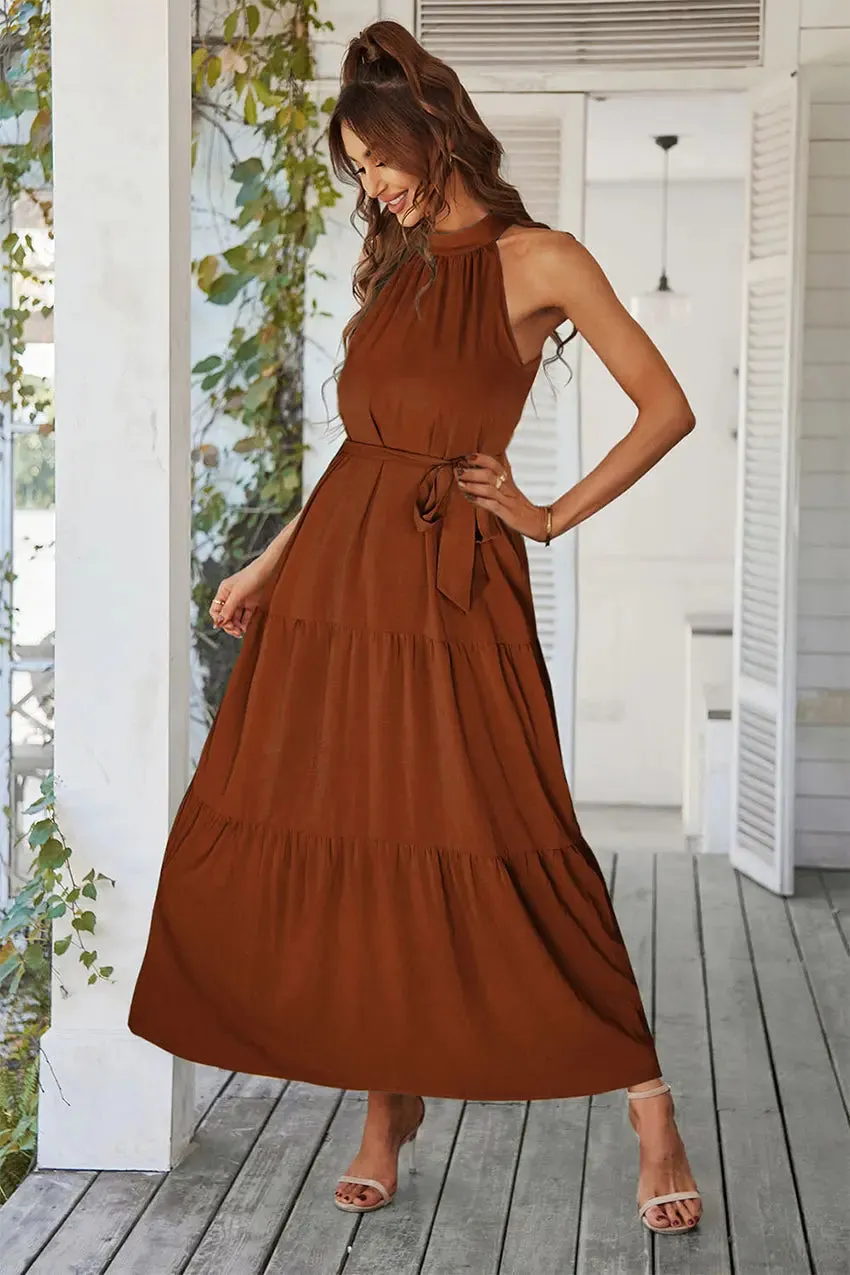 Sleeveless Halter Neck  Boho Dresses