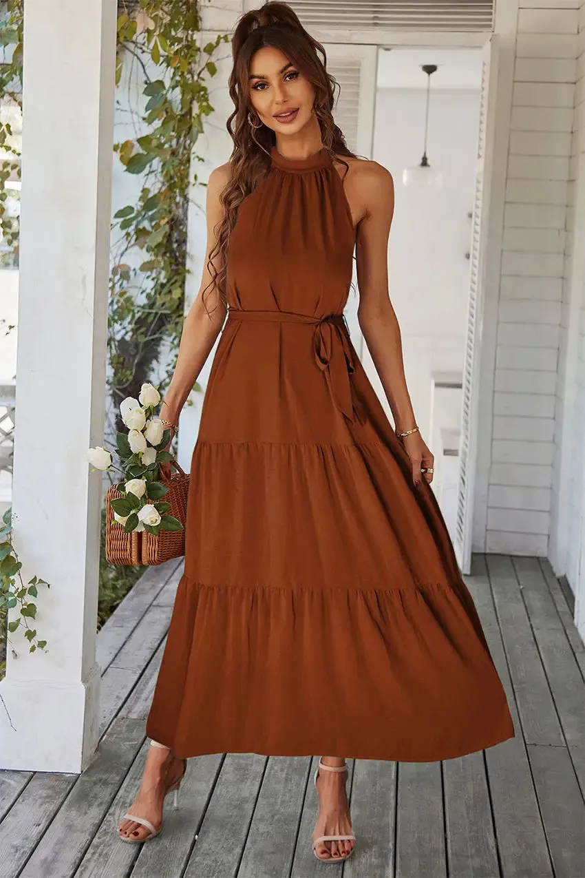 Sleeveless Halter Neck  Boho Dresses