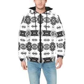 Sovereign Nation Black and White Men's Padded Hooded Jacket