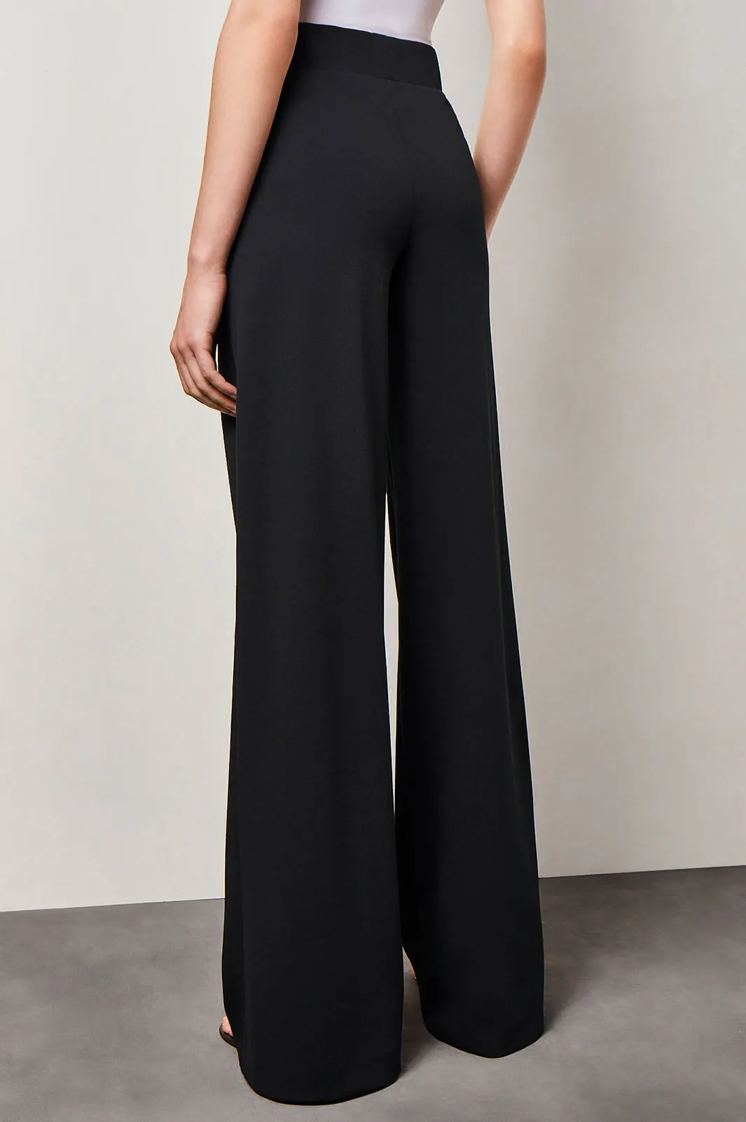 Stretch Deco Crepe Wide-Leg Pants